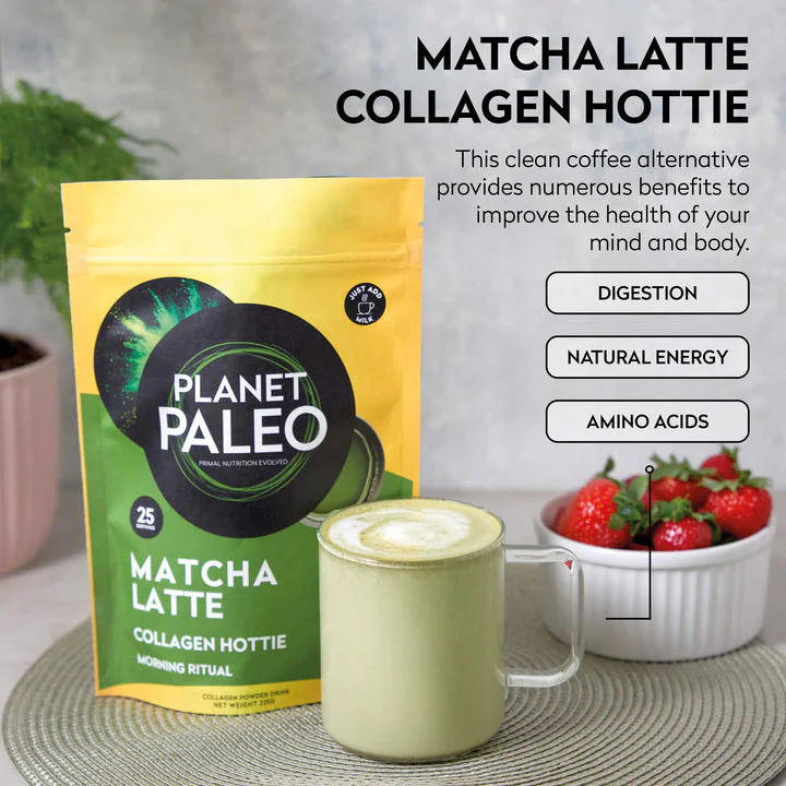 Planet Paleo Matcha Latte Collagen Hottie 225g Infographic