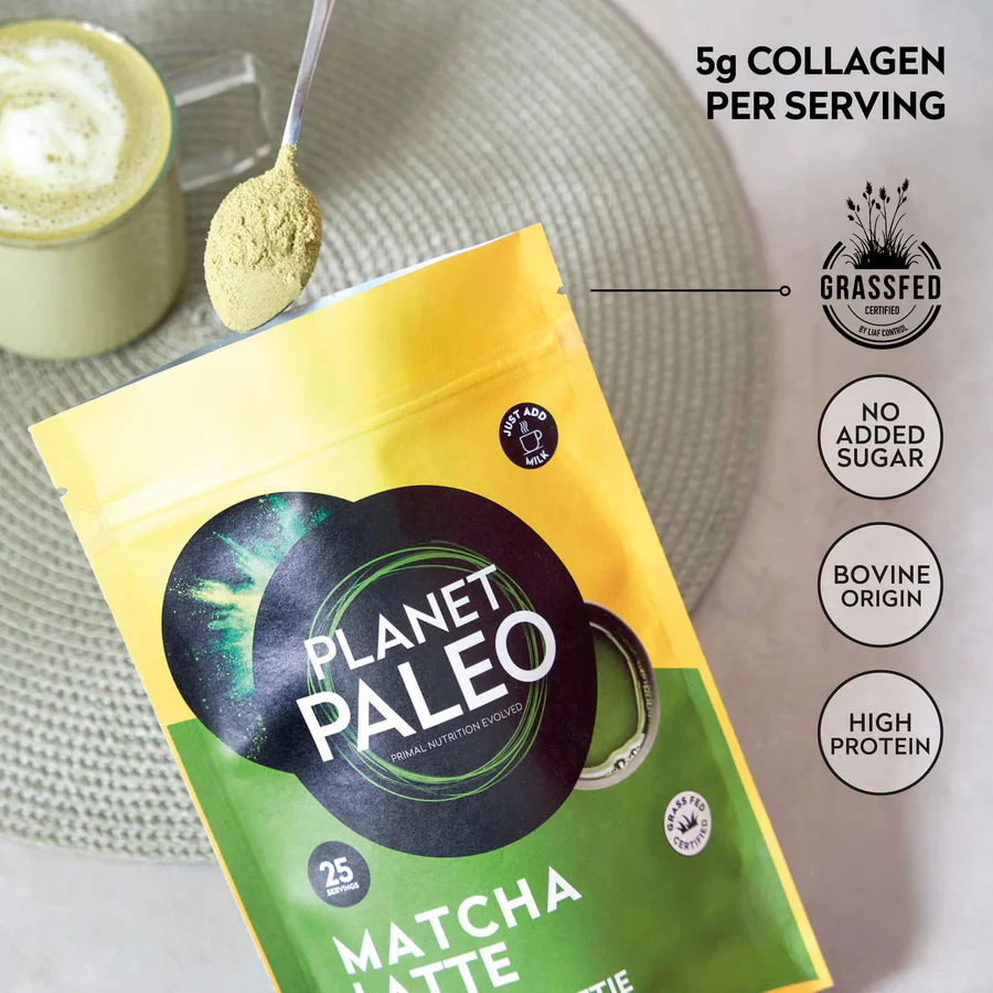 Planet Paleo Matcha Latte Collagen Hottie 225g Scoop