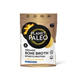 Planet Paleo Vanilla & Banana Sports Protein Powder 240g Front Resealable Pouch