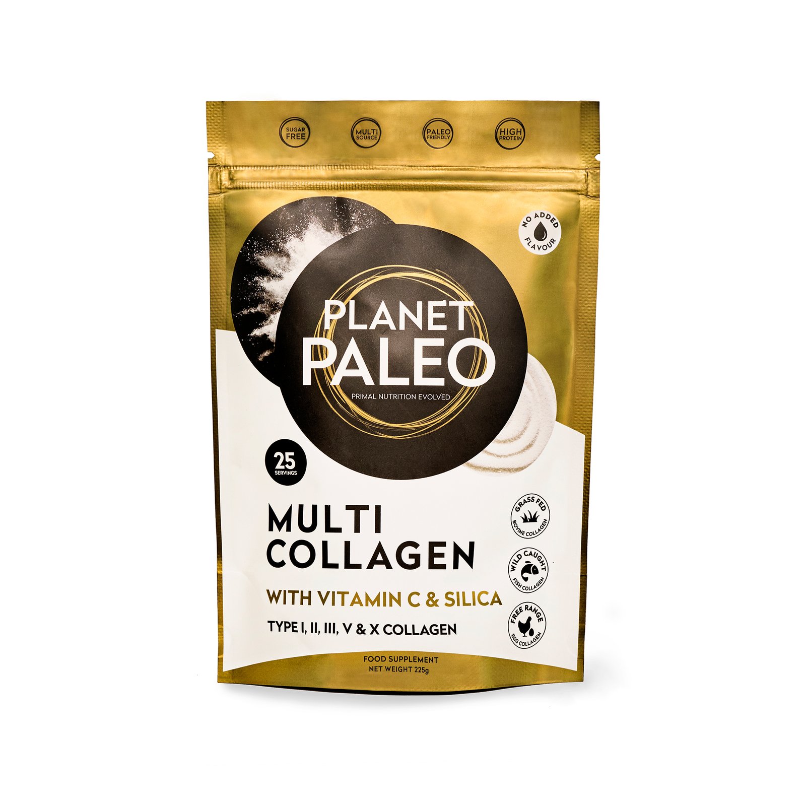 Planet Paleo Multi Collagen 225g Front Resealable Pouch