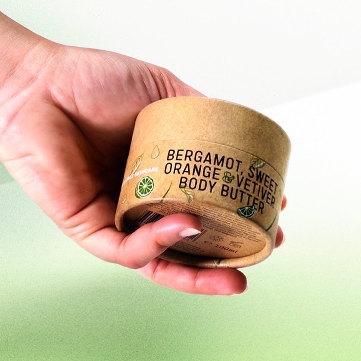 Budd's Bergamot, Sweet Orange and Vetiver Body Butter 200ml Front Cardboard Packaging