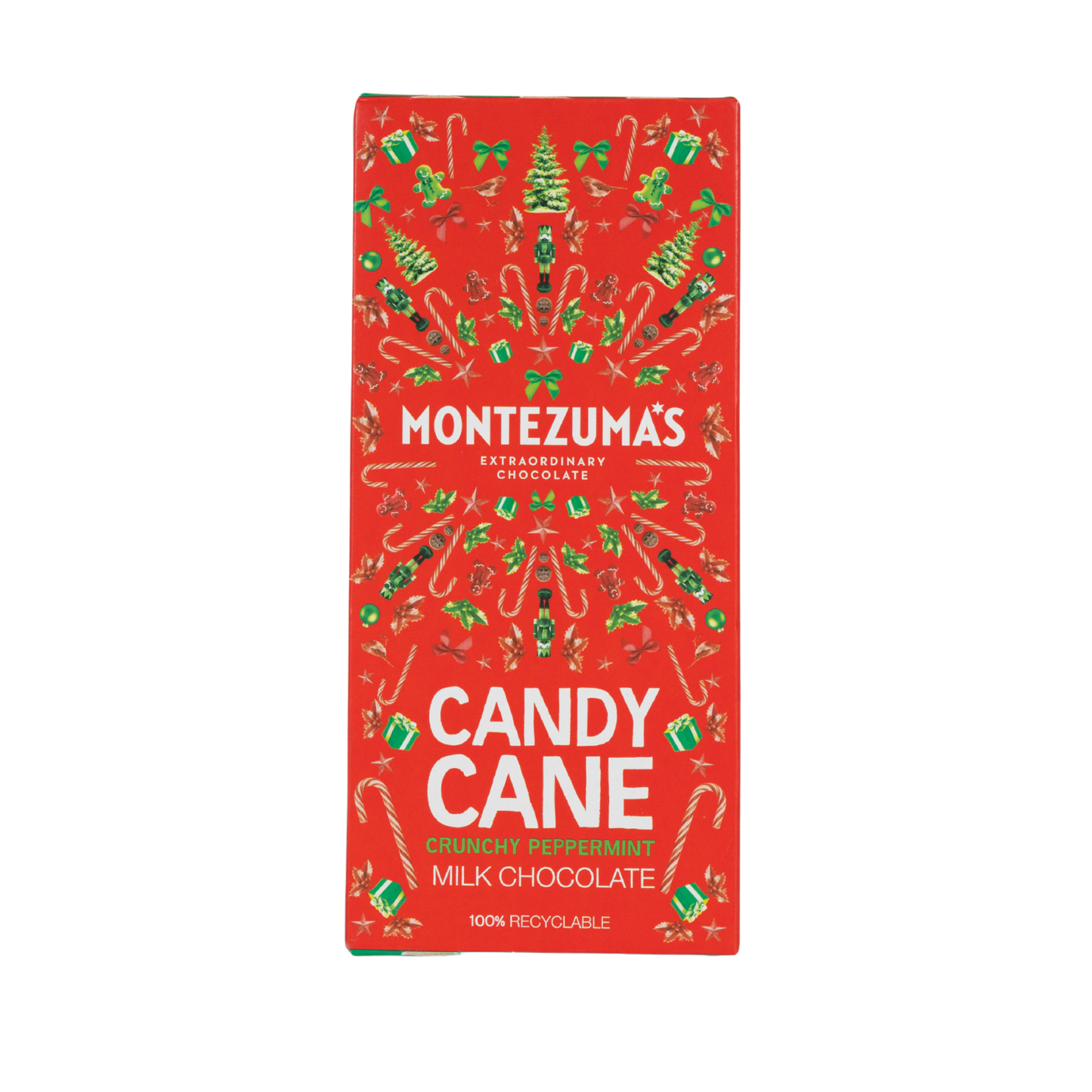 Montezuma's Candy Cane Christmas Crunchy Peppermint Milk Chocolate 90g Front Box