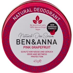 Ben and Anna Pink Grapefruit Deodorant Cream Front Tin