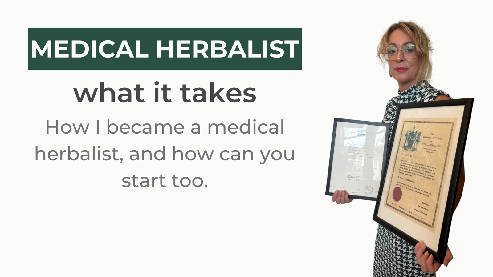Title card for a blog post titled "Medical Herbalist Herbal Medicine Training to Become a Herbalist"